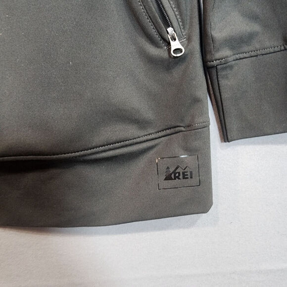REI Women's Full Zip Softshell Jacket Hood Zipper Pockets Stretch Outdoor Gray L - Picture 2 of 8